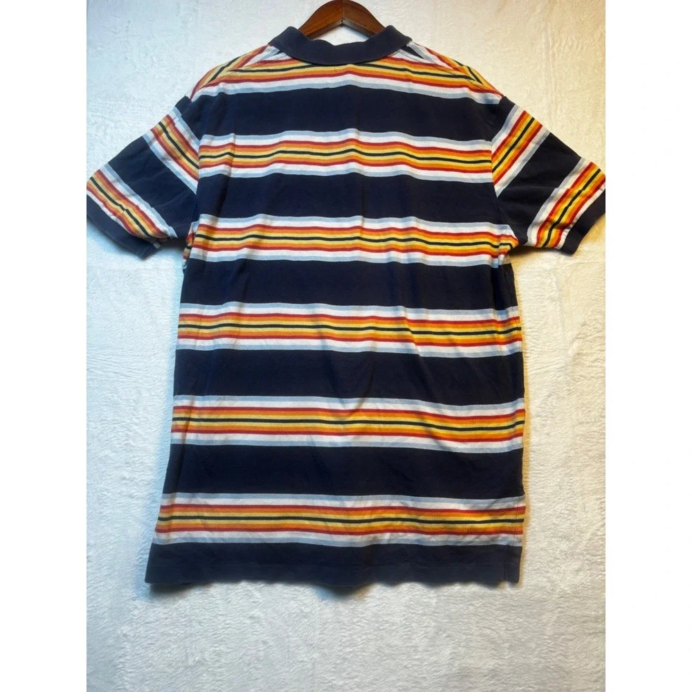 Vintage 90s Ralph Lauren Mens XL Faded Rainbow Striped‎ Collared Polo Shirt